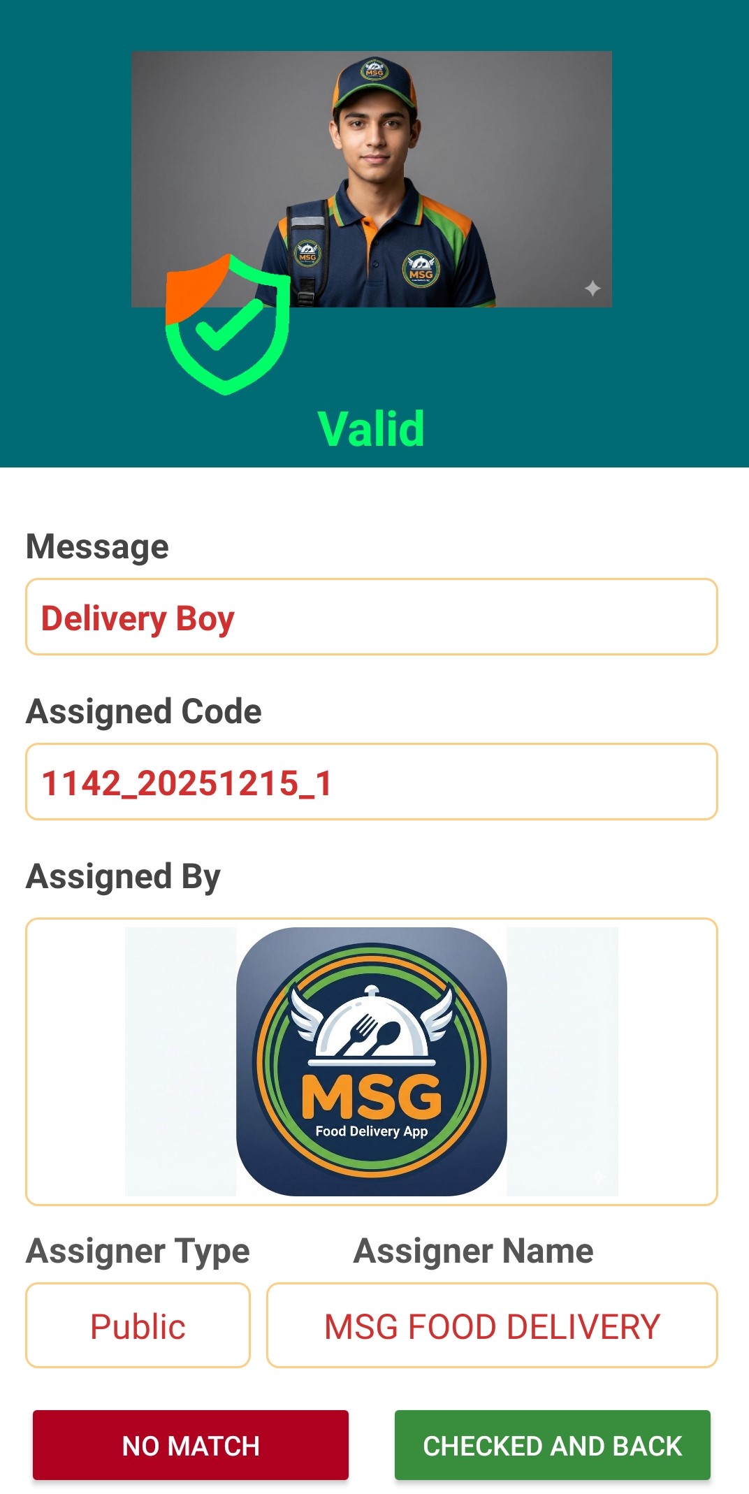 Checker App - Valid verification result